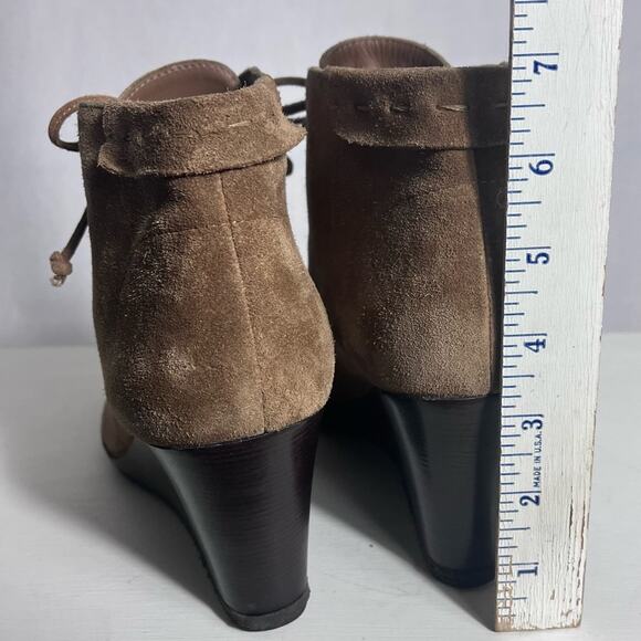 Via Spiga Booties Womens 9M Brown Suede Wedge Ankle Lace Up Boho - Picture 5 of 15